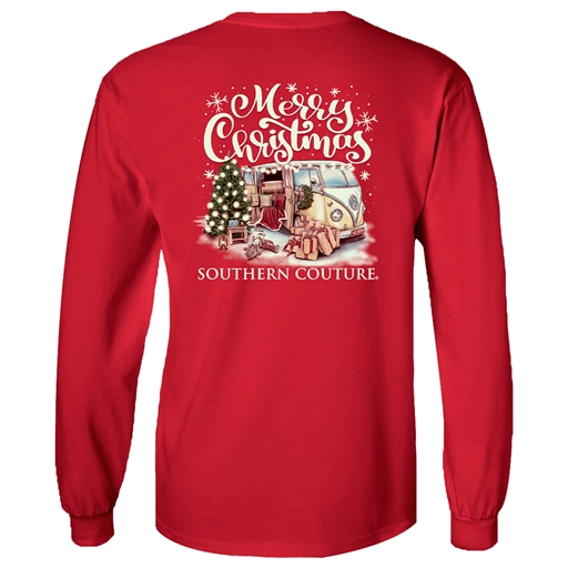 SC Classic Merry Christmas Van on Long Sleeve-Red